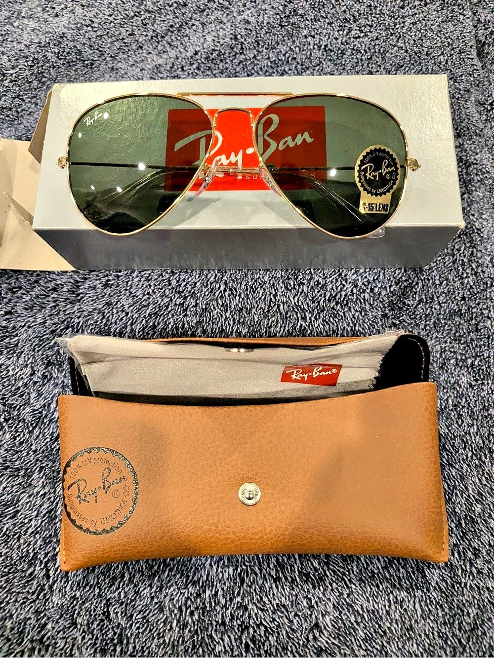 Ray-Ban Aviator Large Metal RB3025 Gold Green NWT